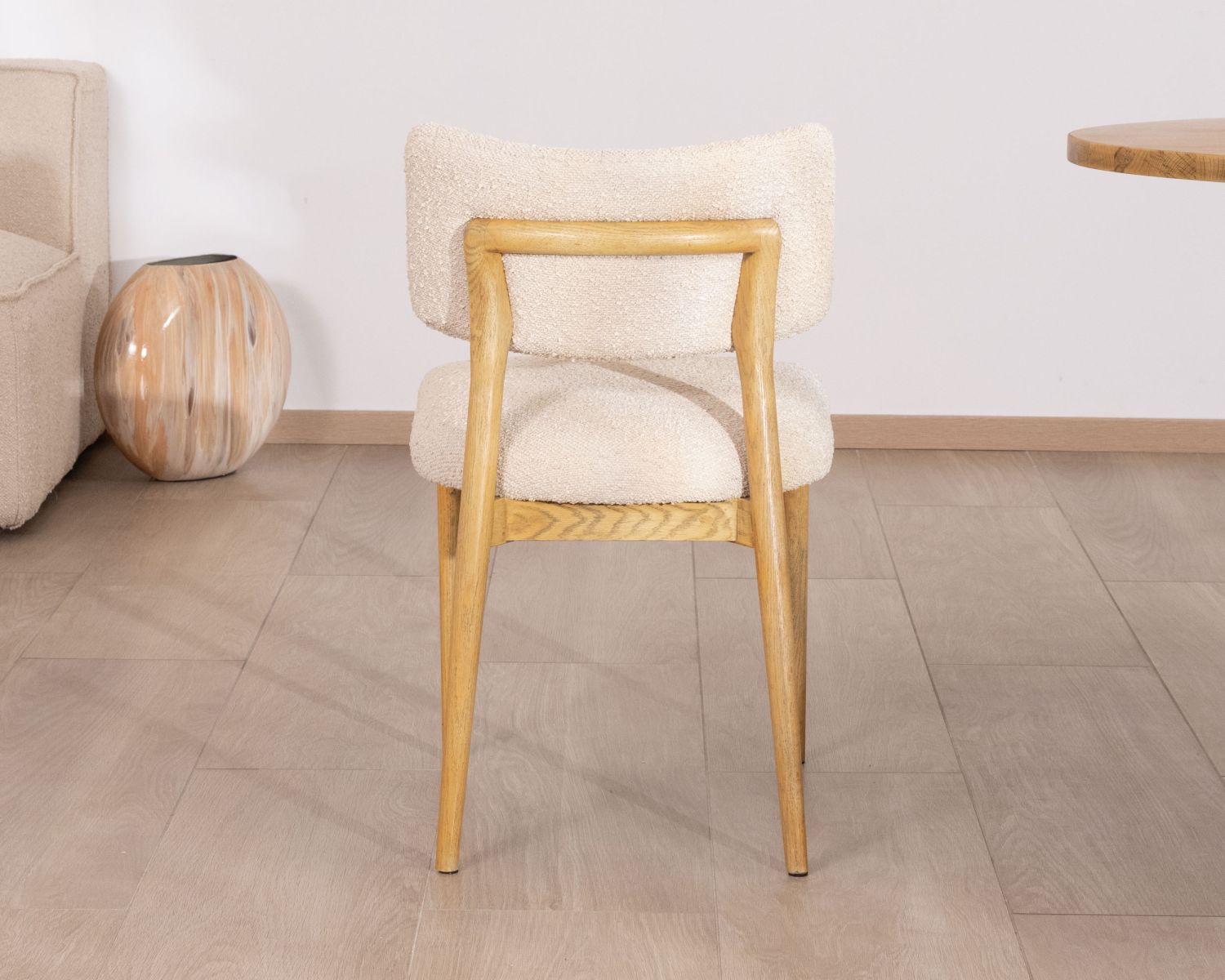 Set di 2 sedie in stile scandinavo "Isadora" in frassino naturale e tessuto beige