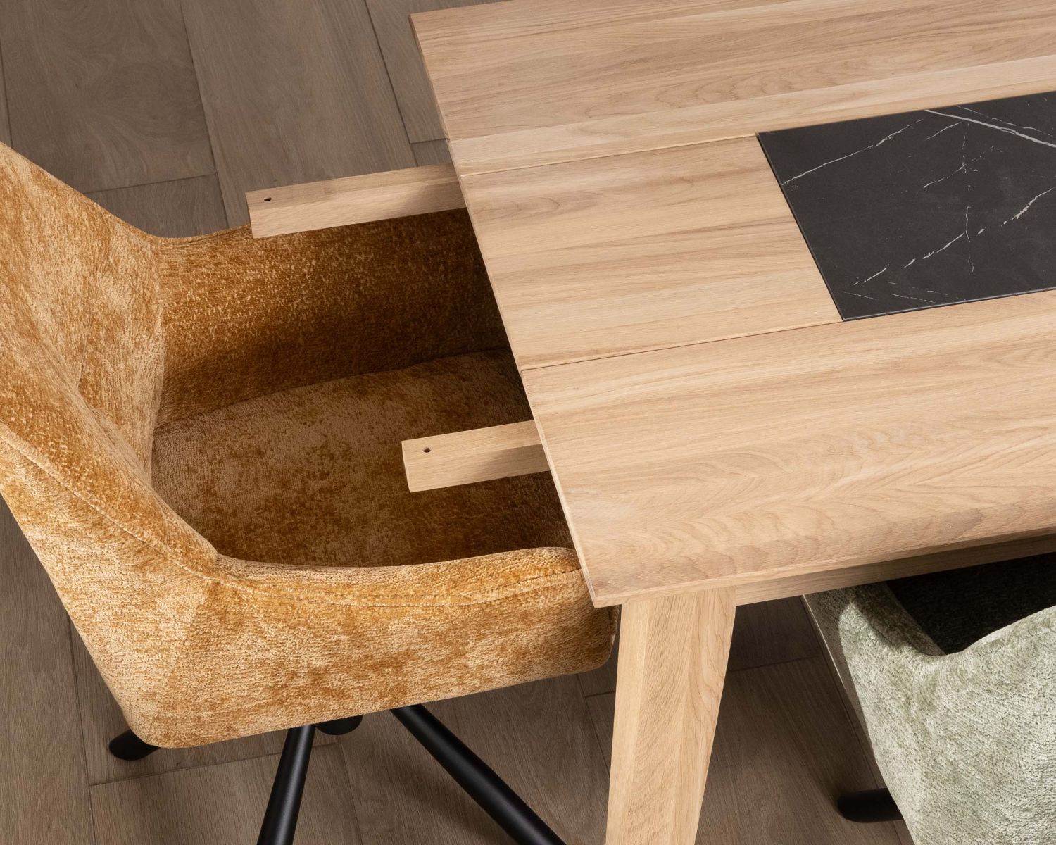 Prolunga in rovere sbiancato per il tavolo da pranzo "Storia" da 180 cm