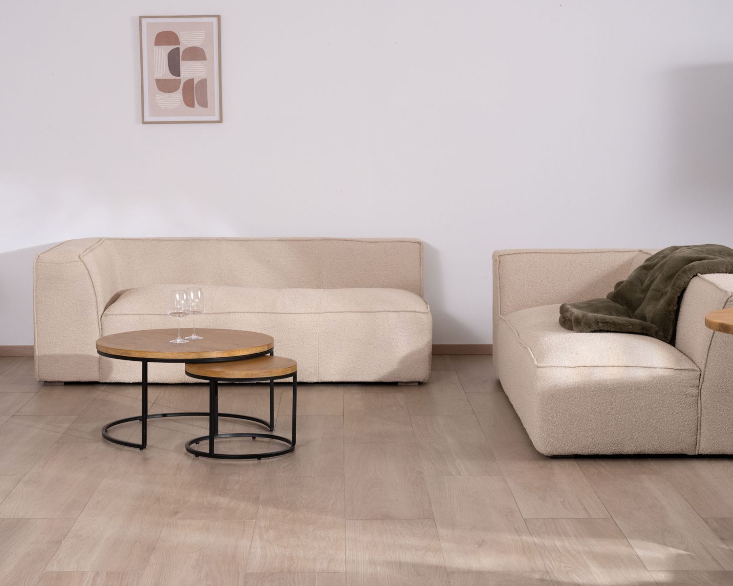 Divano angolare modulare "Alcazar" in tessuto bouclette beige