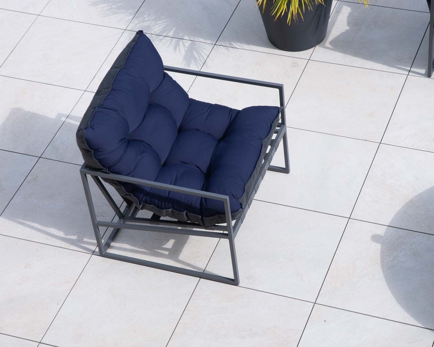 Poltrona da giardino chic e confortevole "Maluku Island" in alluminio blu scuro e grigio