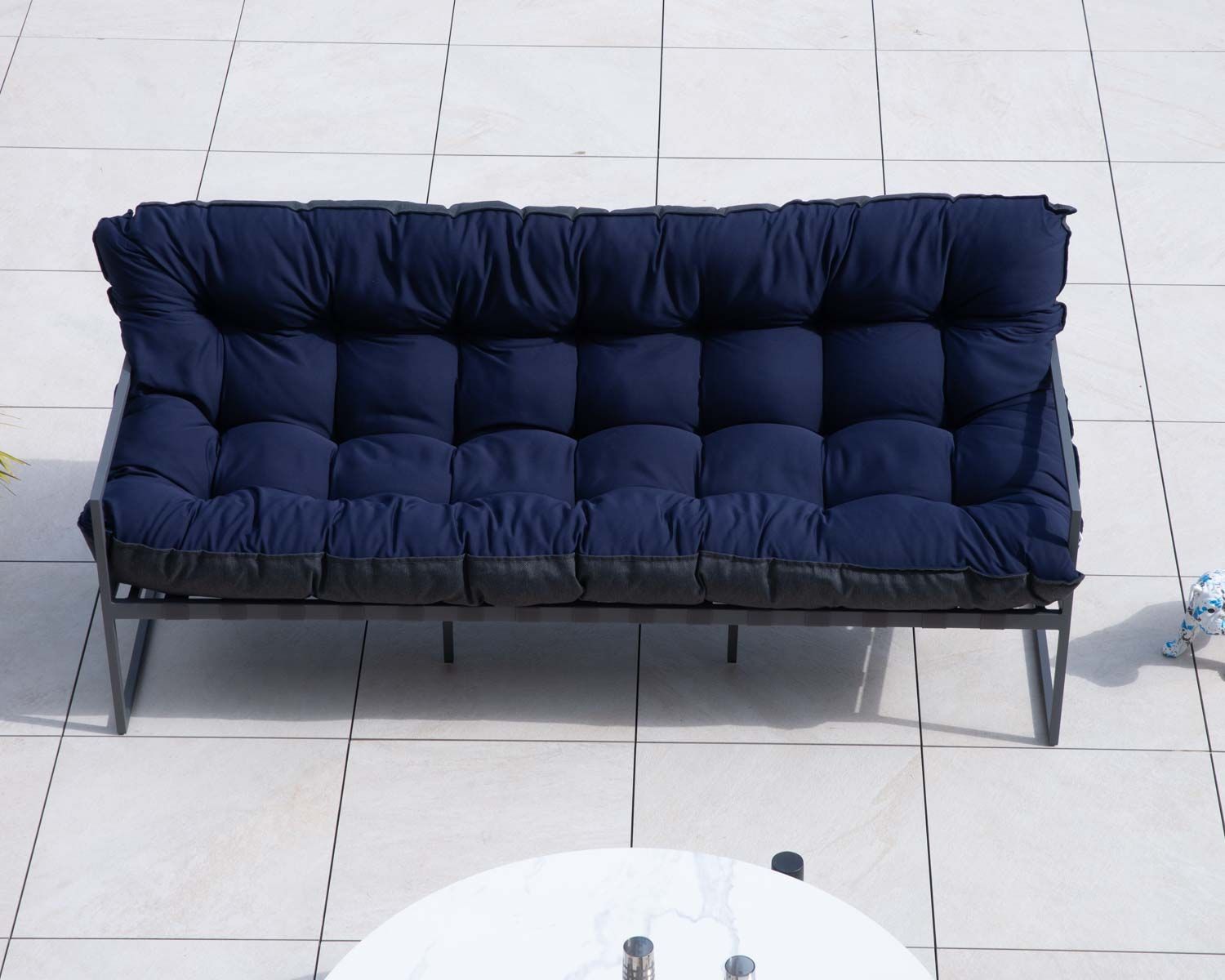 Divano reclinabile a 3 posti "Maluku Island" per terrazza e giardino in alluminio blu e grigio