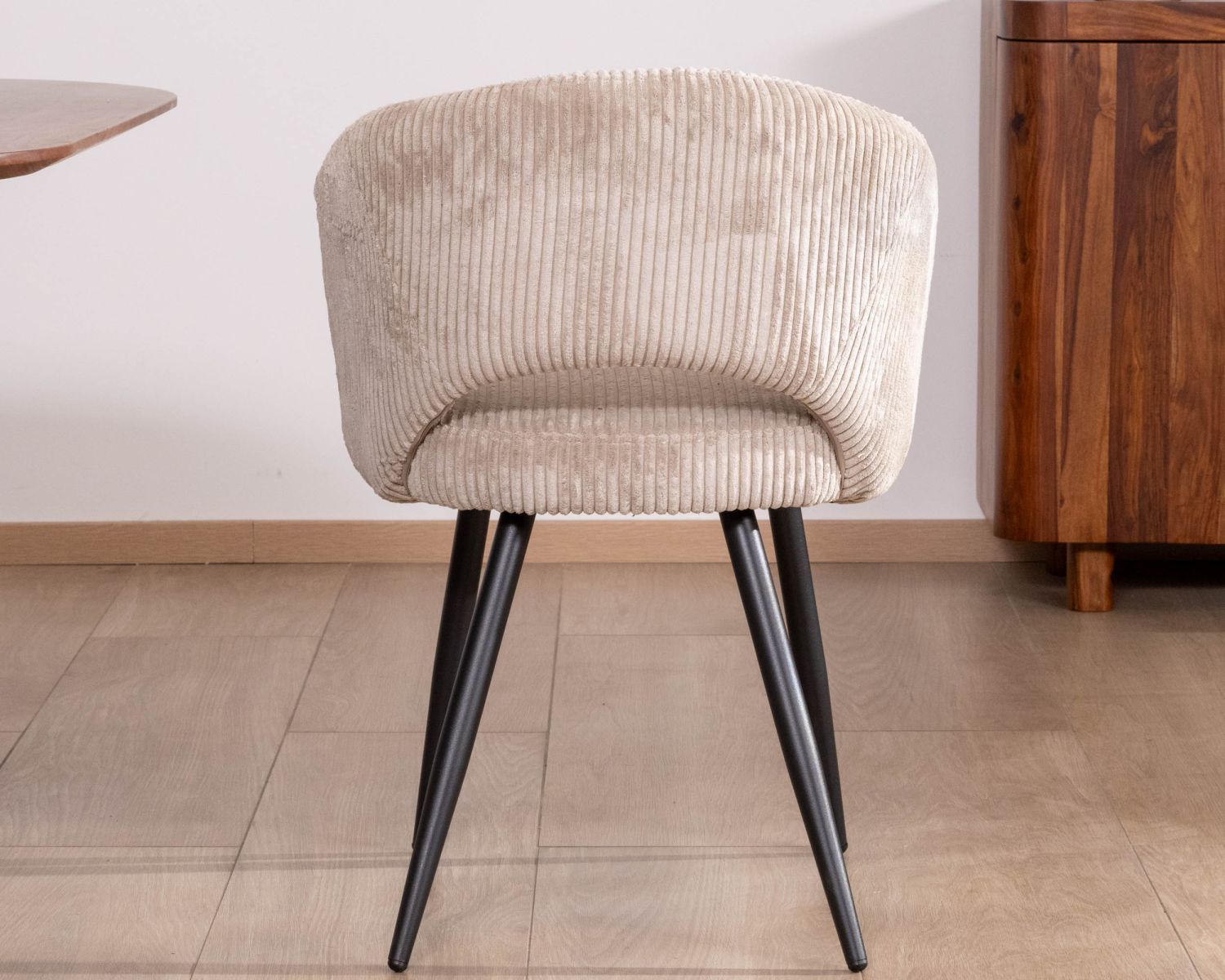 Set di 2 sedie vintage "Sonate" in velluto a coste bianco sporco con gambe in metallo nero