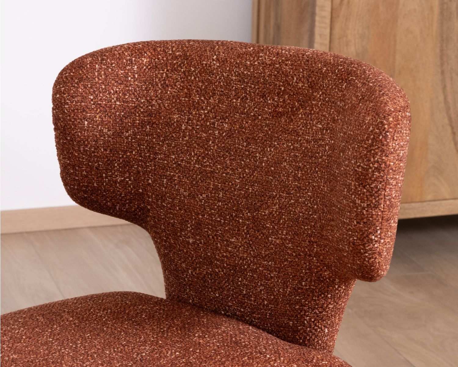 Set di 2 sedie contemporanee con imbottitura completa in tessuto terracotta "Milano