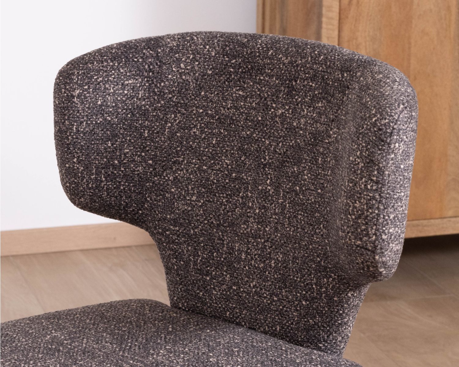 Set di 2 sedie in tessuto screziato grigio scuro "Milano", completamente rivestite in stile design