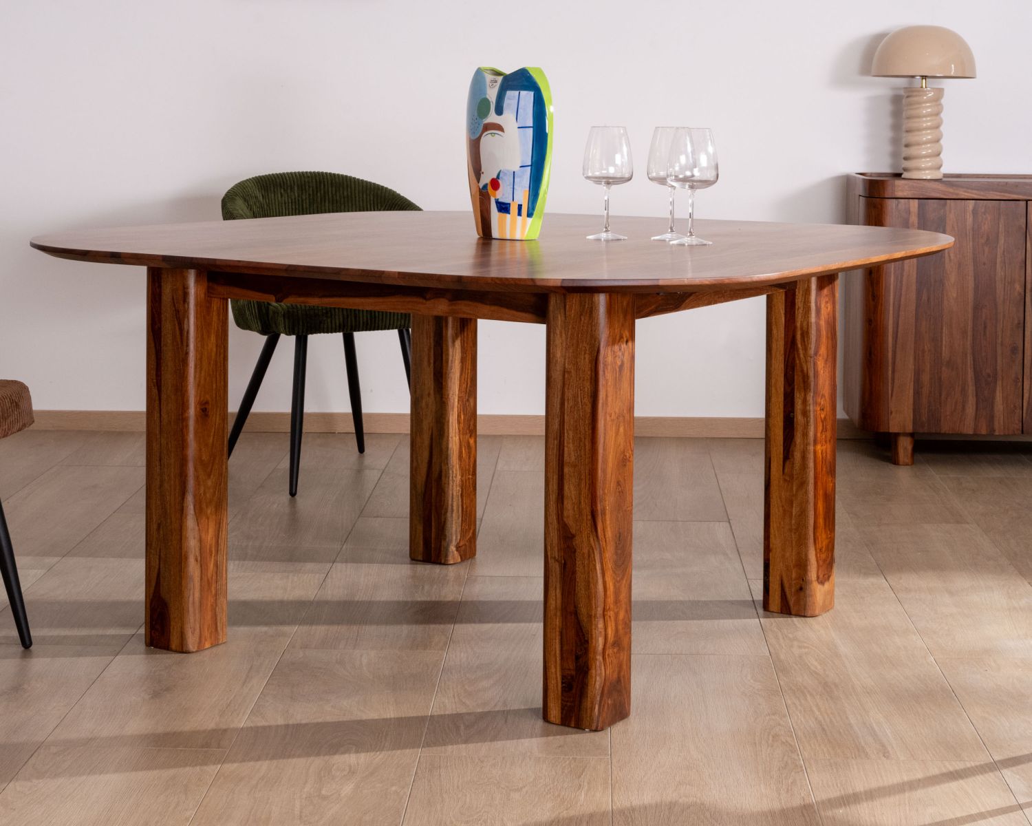 Tavolo da pranzo quadrato in palissandro da 150 cm dal design retrò