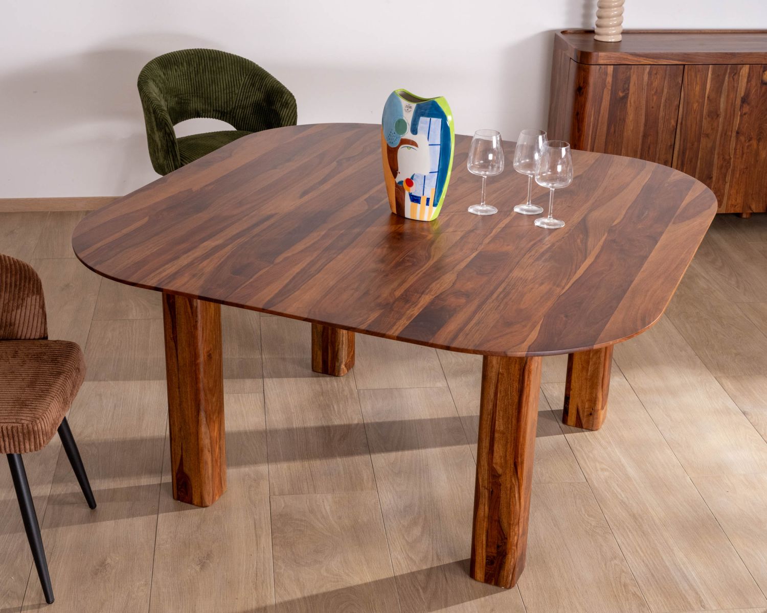 Tavolo da pranzo quadrato in palissandro da 150 cm dal design retrò