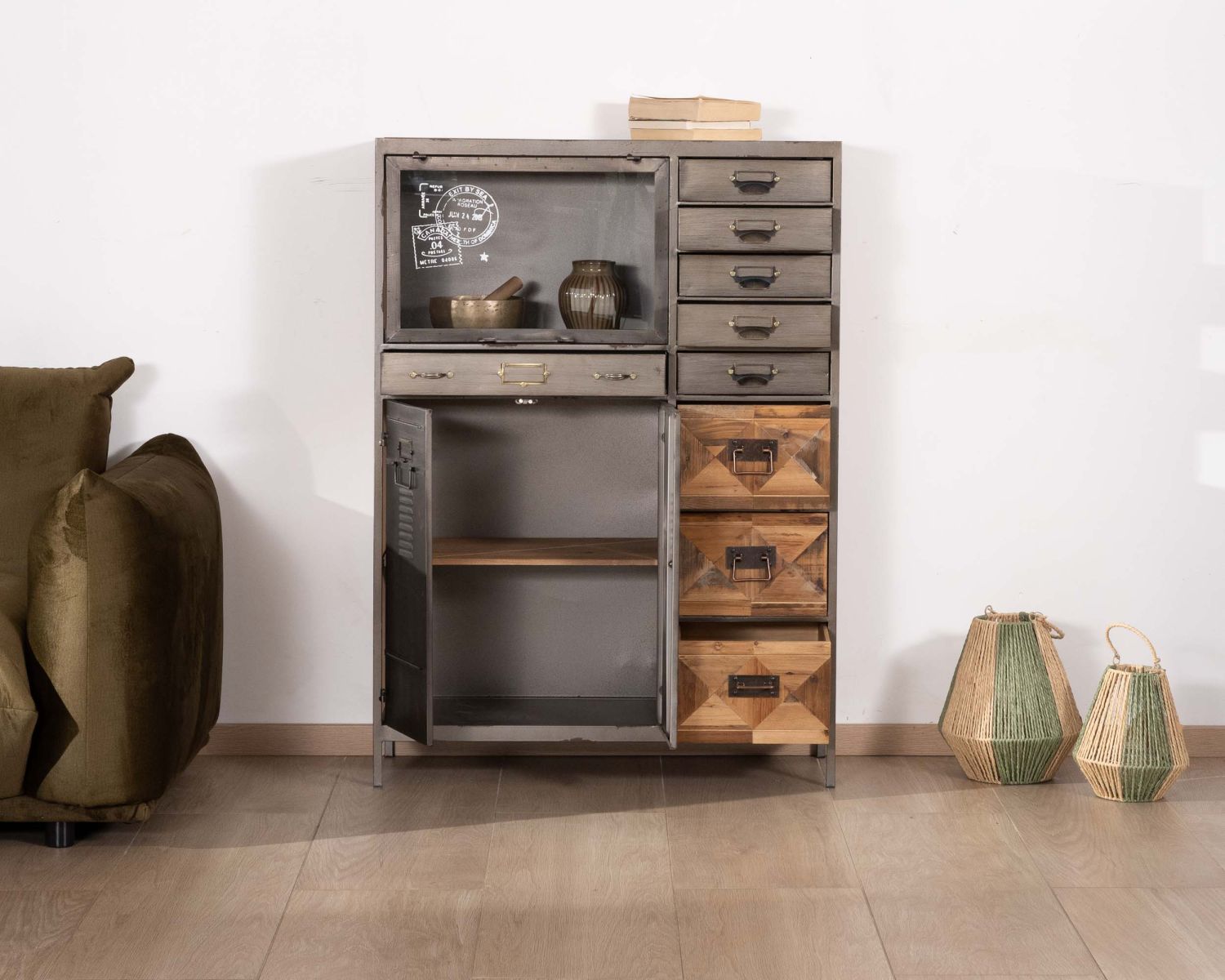 Cassettiera Mélimélo Indus" in legno e metallo