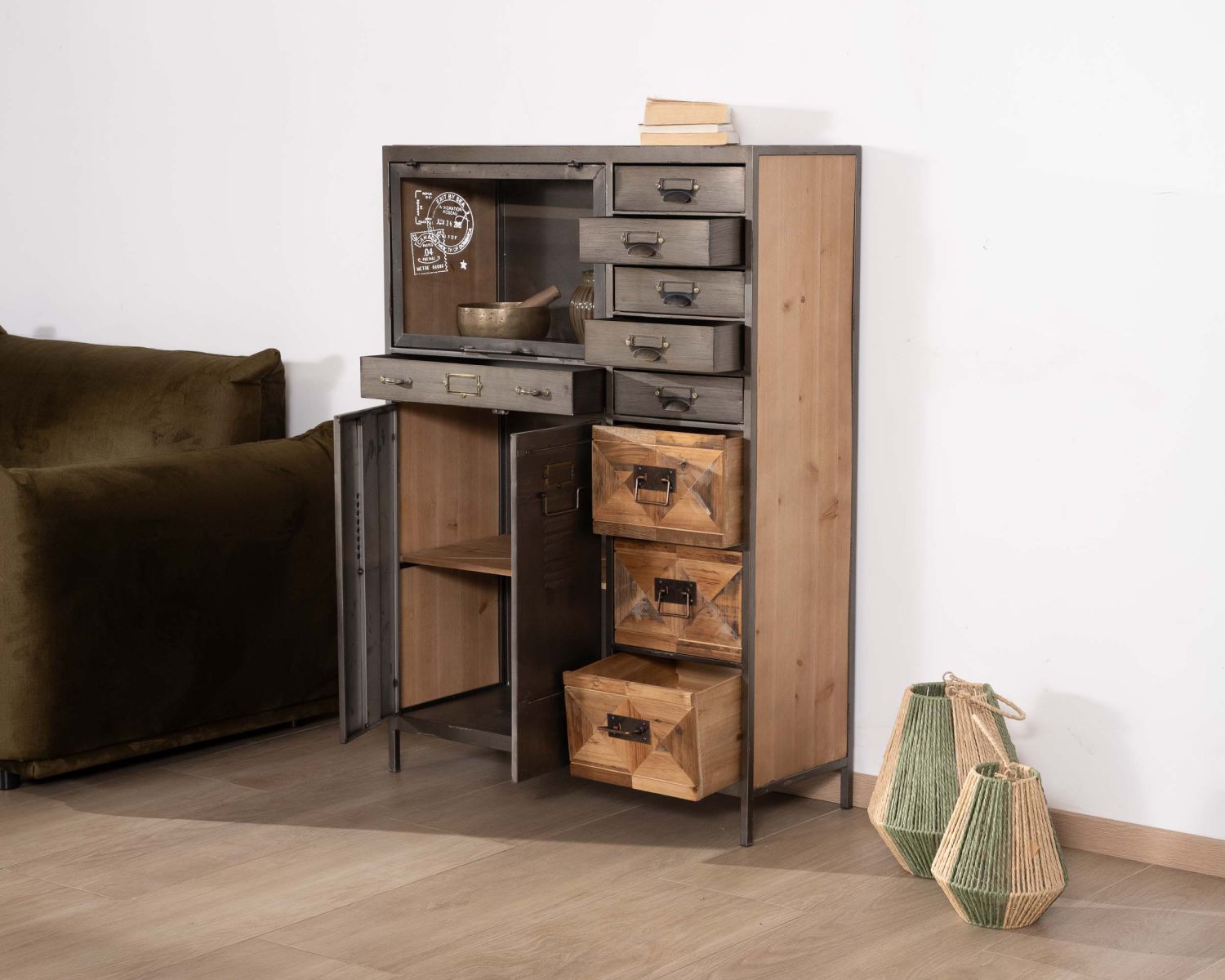 Cassettiera Mélimélo Indus" in legno e metallo