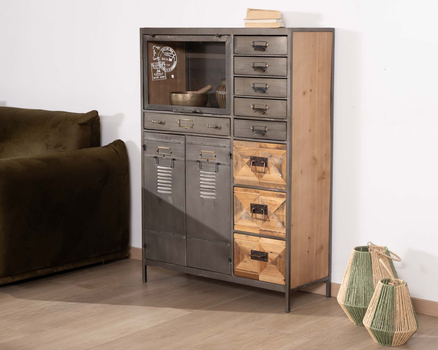 Cassettiera Mélimélo Indus" in legno e metallo