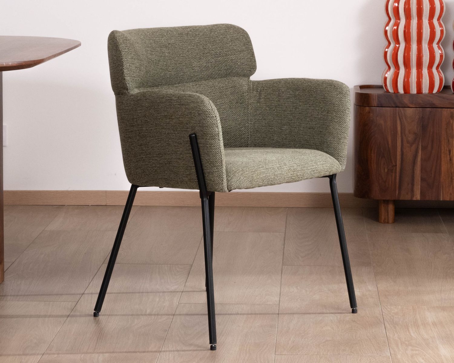 Set di 2 sedie da pranzo in tessuto kaki "Riméno" con gambe in metallo