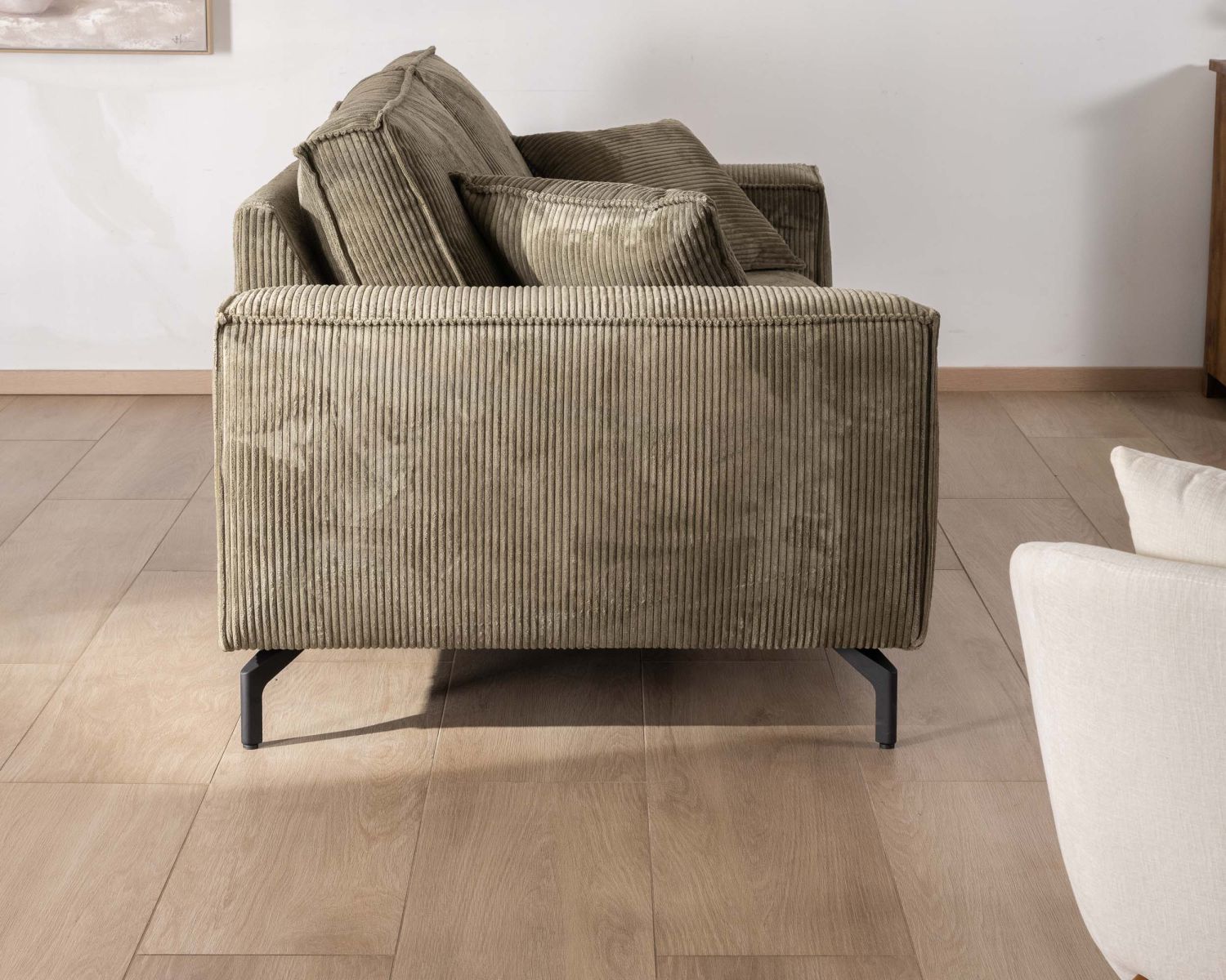 Divano comfort a 3 posti "Pueblo" in velluto a coste verde kaki