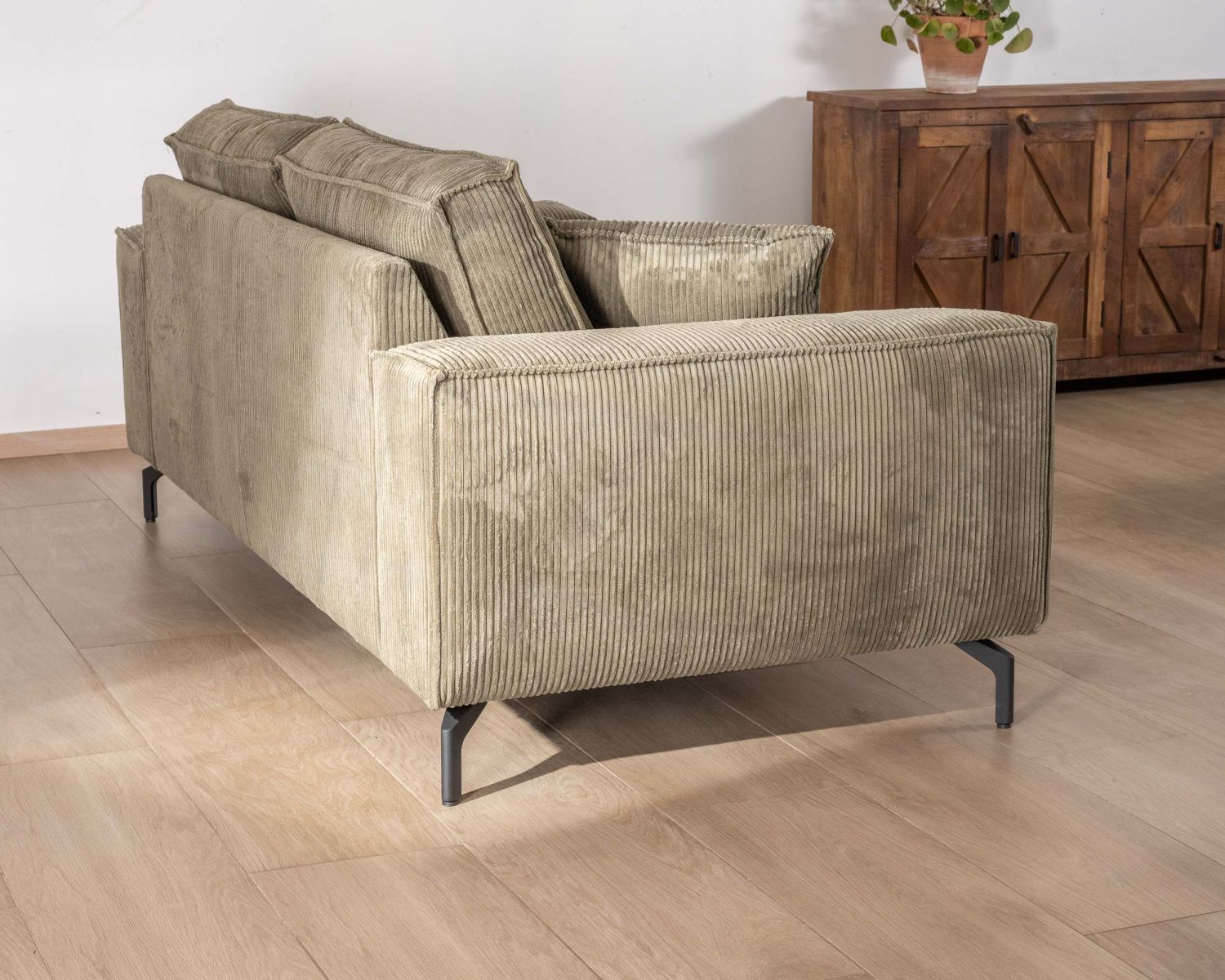 Divano comfort a 3 posti "Pueblo" in velluto a coste verde kaki