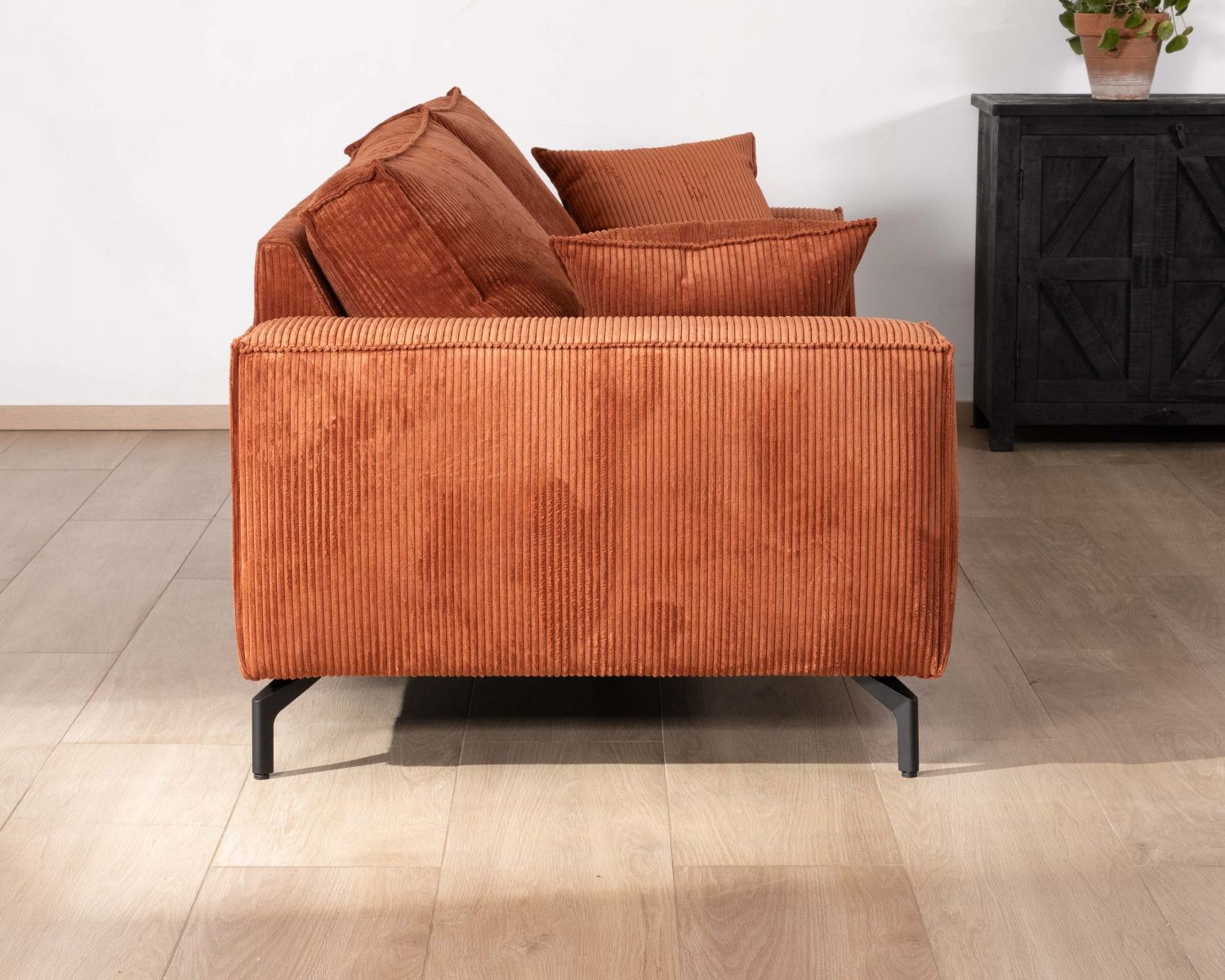 Divano comfort a 3 posti "Pueblo" in velluto a coste color ruggine