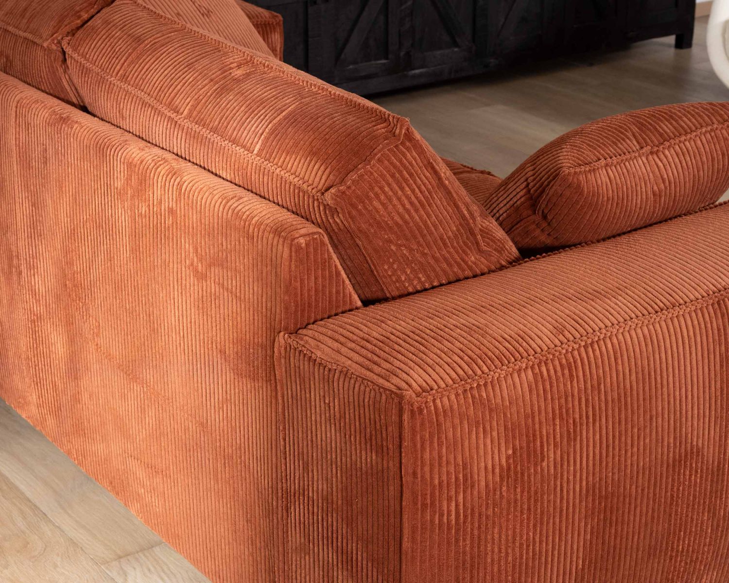 Divano comfort a 3 posti "Pueblo" in velluto a coste color ruggine