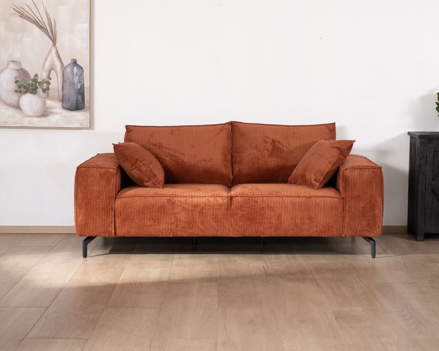 Divano comfort a 3 posti "Pueblo" in velluto a coste color ruggine