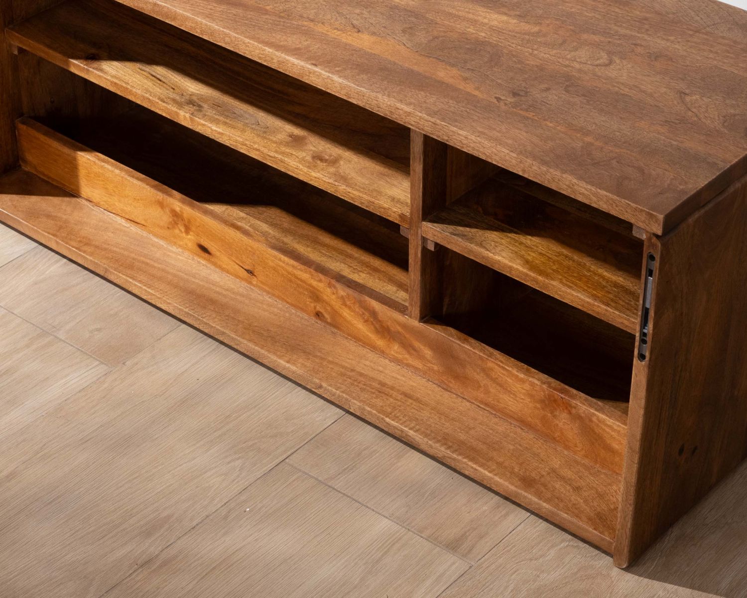 Mobiletto sospeso "Nani" da 120 cm in mango scuro con frontali bicolore