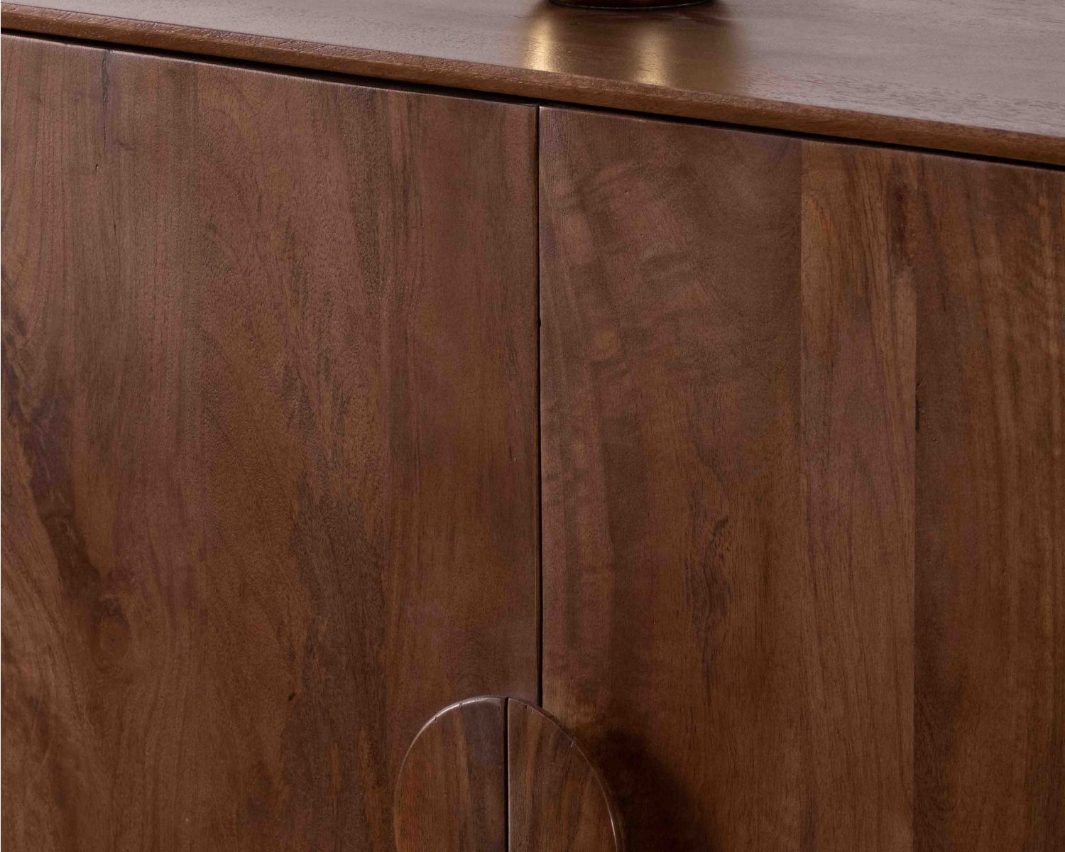 Credenza retrò a 4 ante in legno massiccio di mango scuro 180 cm "Kaldo" stile metà secolo