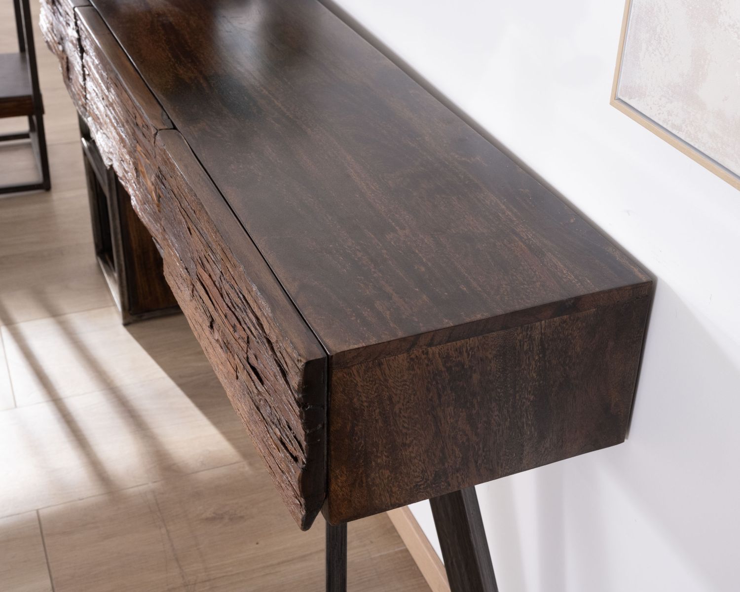 Consolle originale in legno e metallo "Crescendo