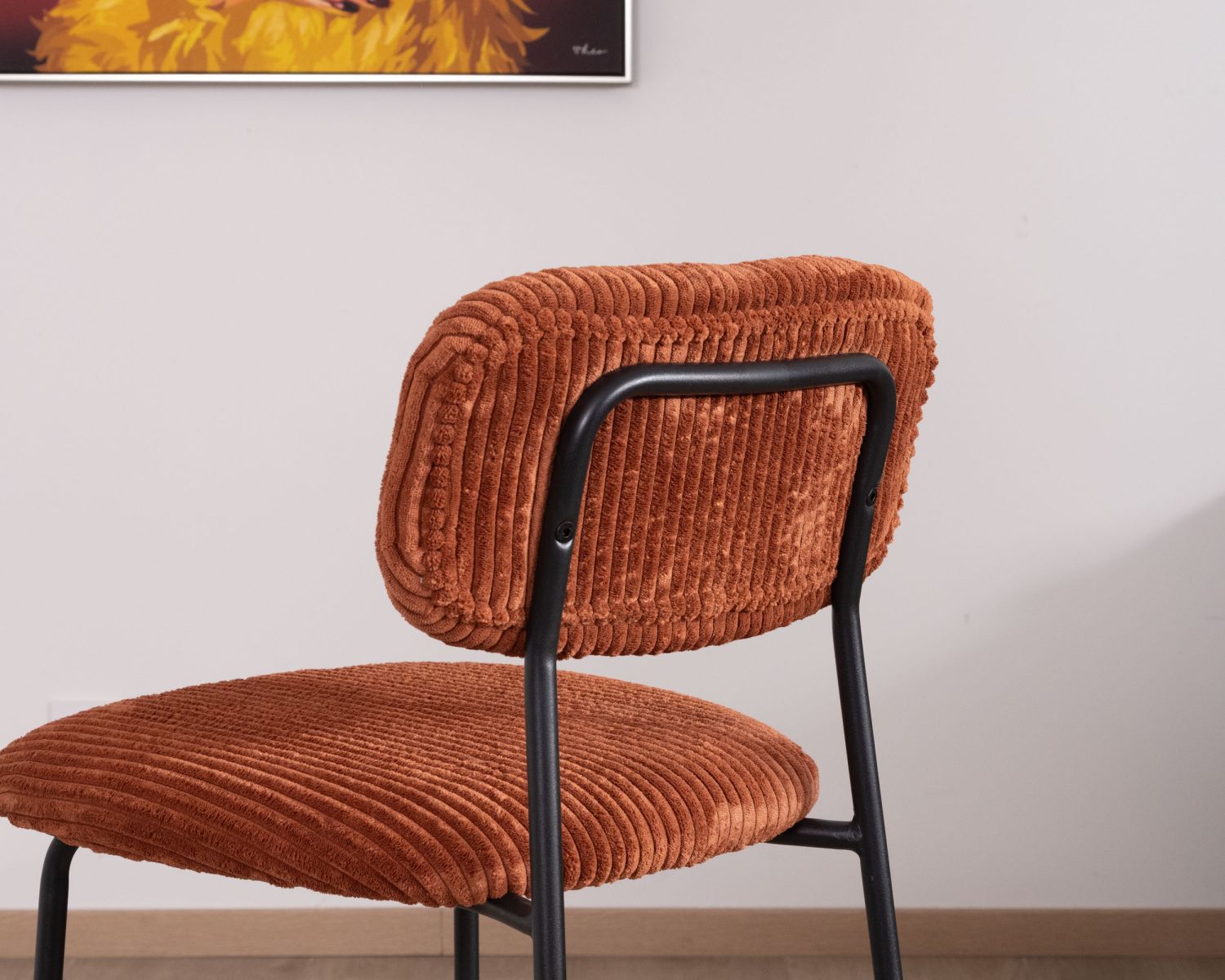 Set di 4 sedie da bar in stile vintage "Kulmino" in velluto terracotta con gambe in metallo nero 