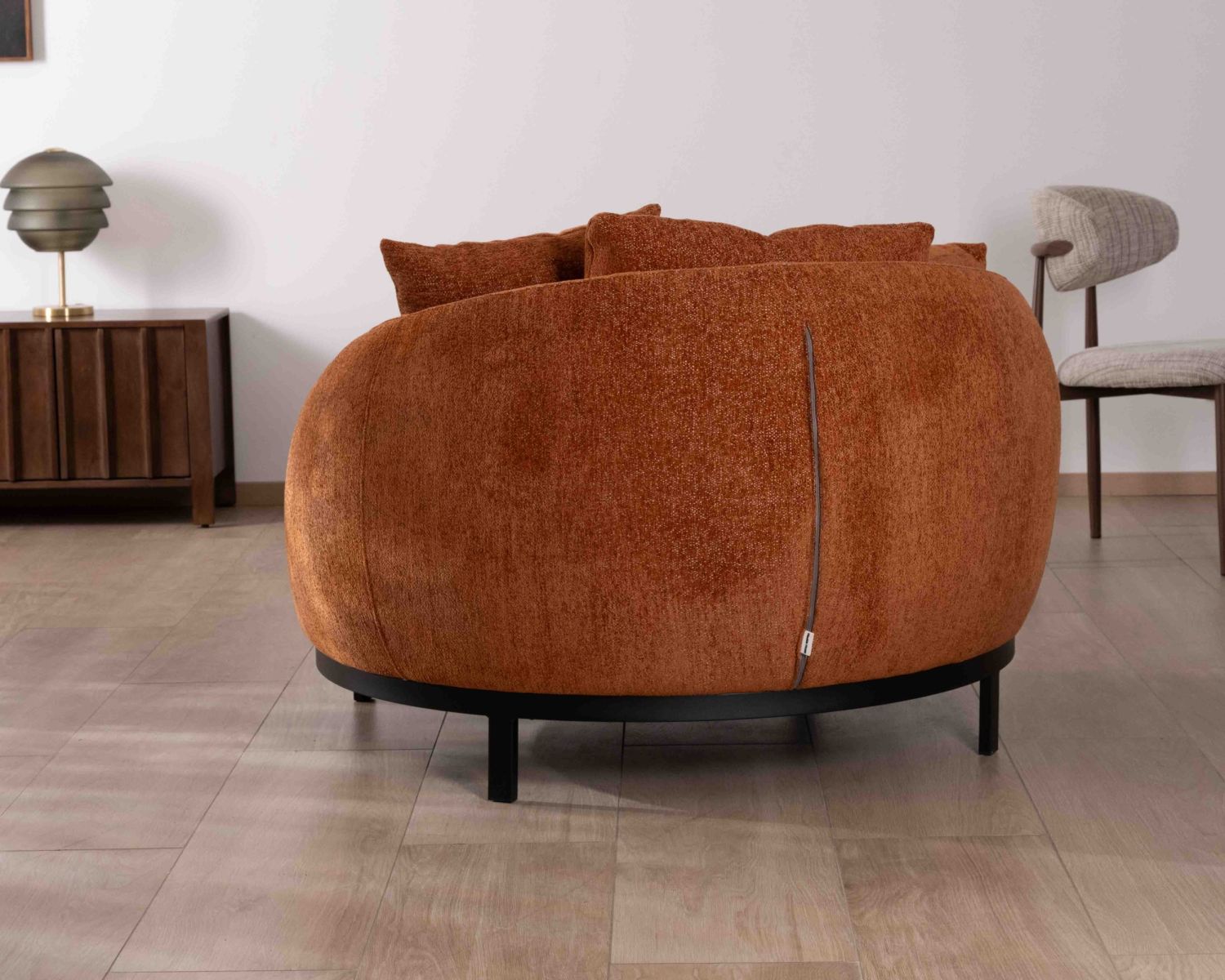 Poltrona XL 120 cm ultra-confortevole con cuscini coordinati "Sweet Culture" in tessuto bouclette terracotta