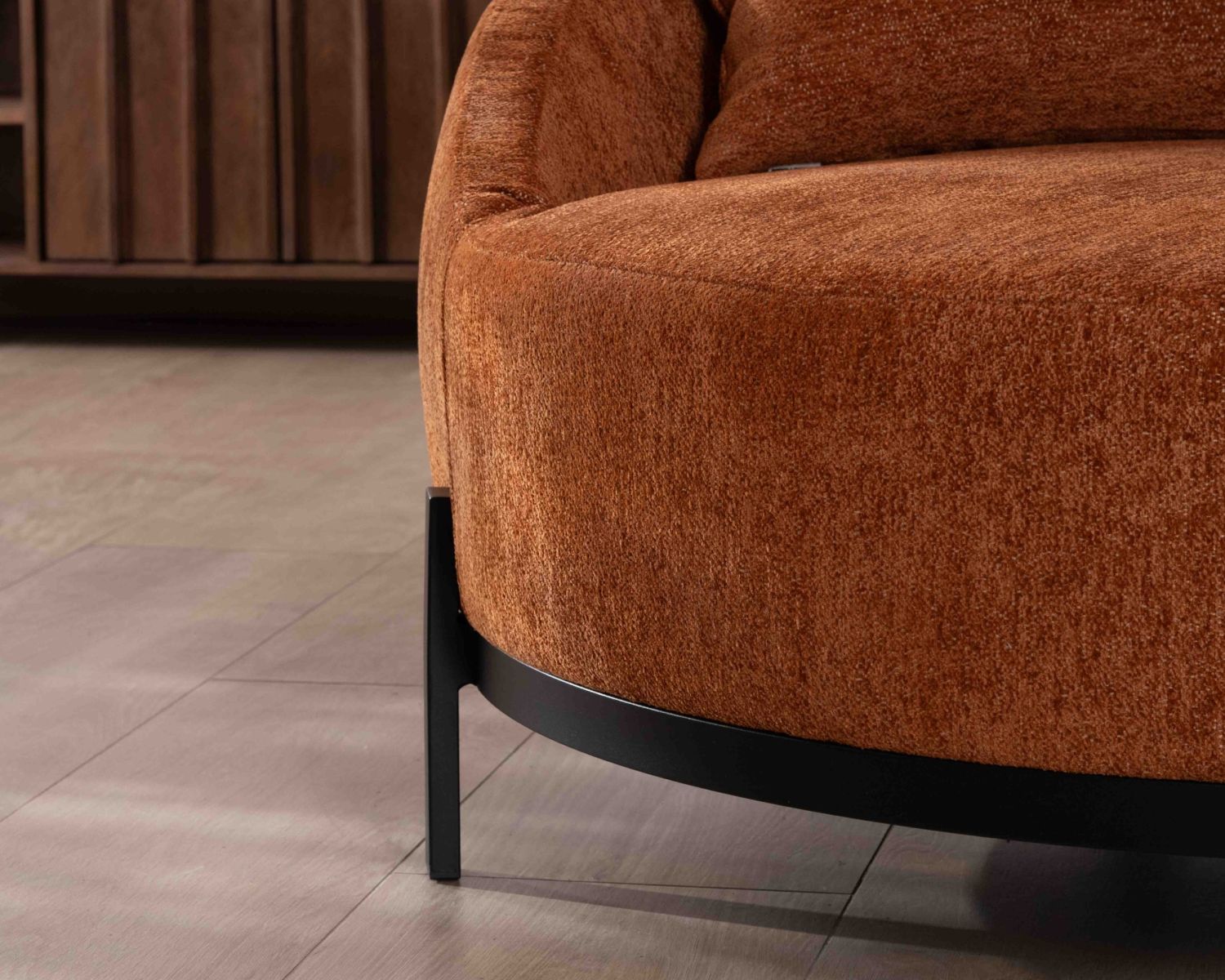 Poltrona XL 120 cm ultra-confortevole con cuscini coordinati "Sweet Culture" in tessuto bouclette terracotta