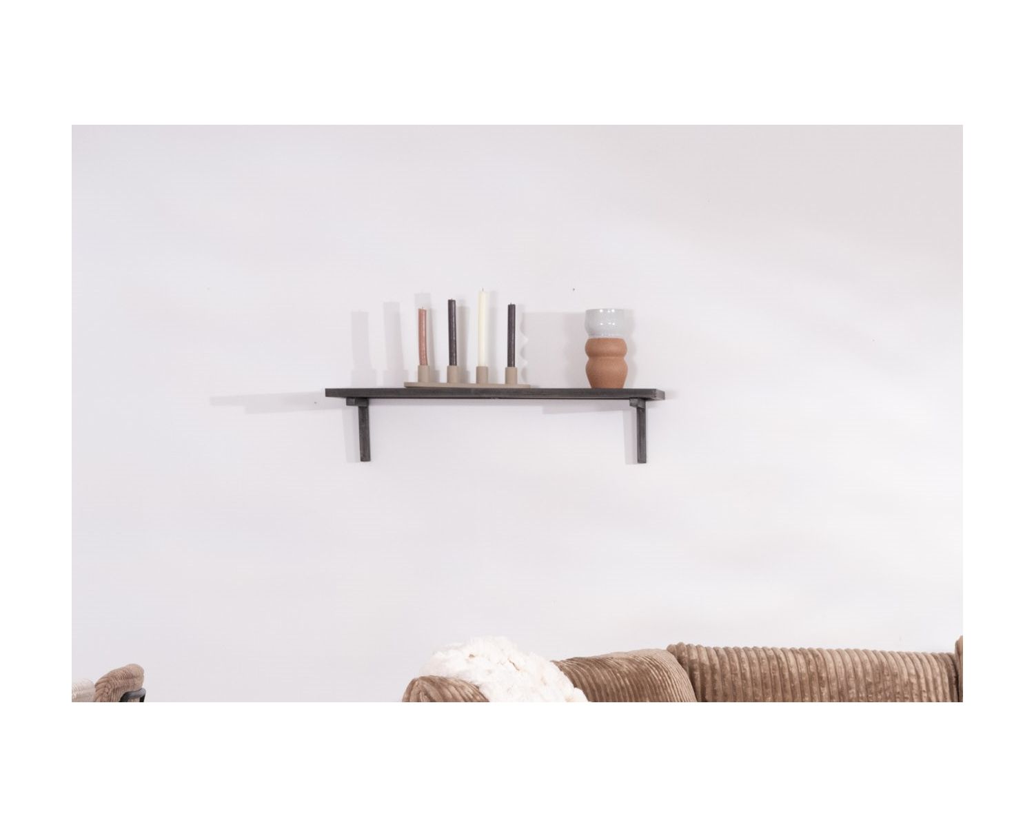 Mensola industriale da parete in metallo e legno "Black Cook", lunghezza 90 cm