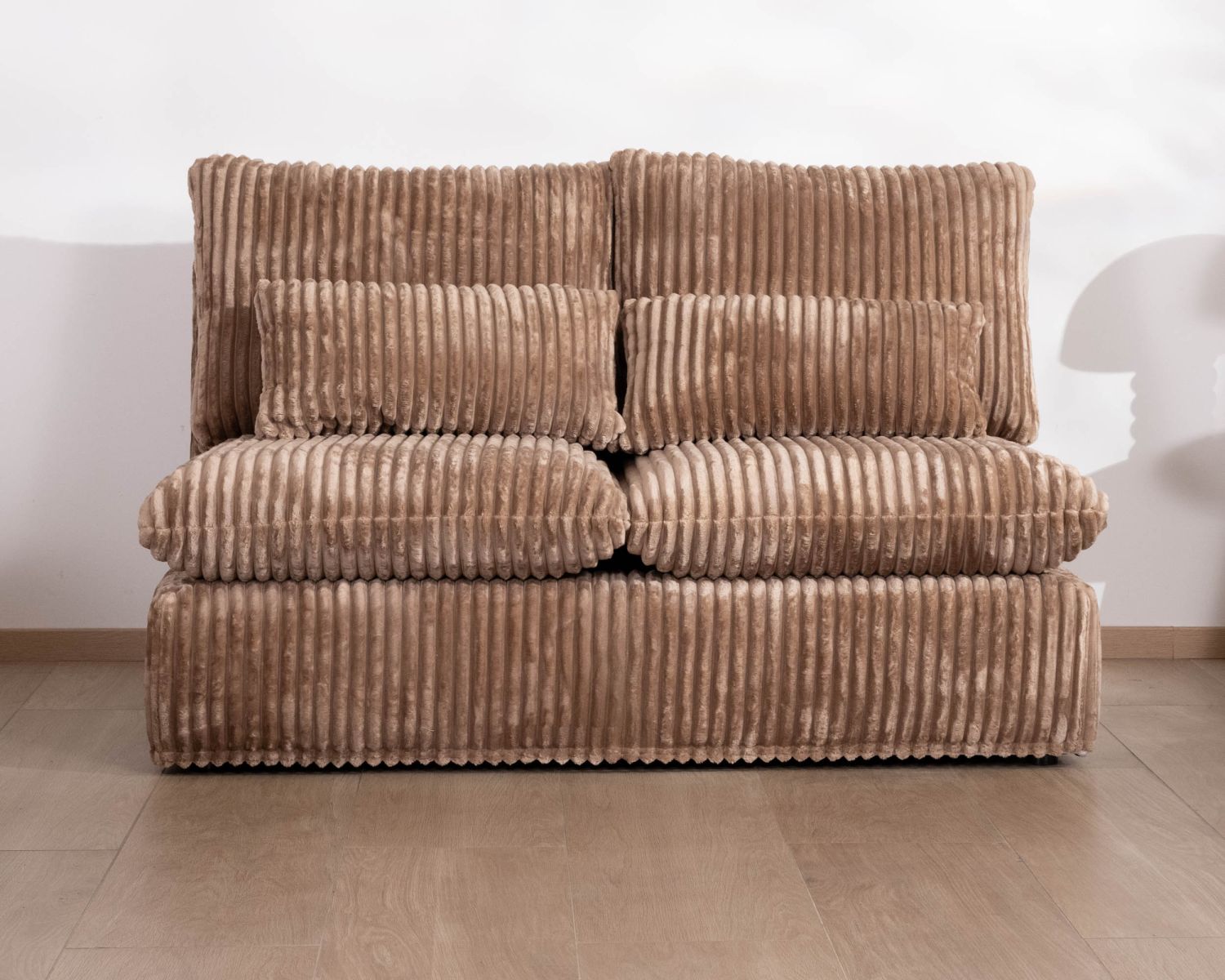 Elemento a 2 posti per il divano componibile "Kédusa" in velluto a coste larghe color cammello 