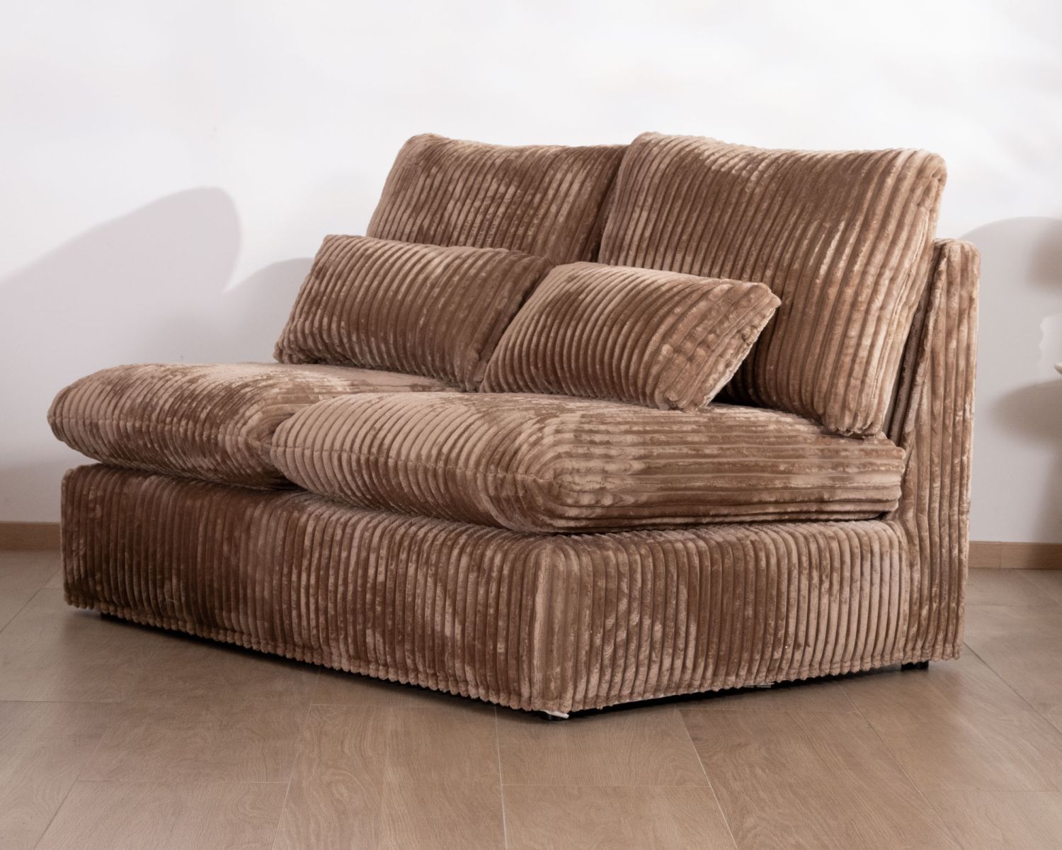 Elemento a 2 posti per il divano componibile "Kédusa" in velluto a coste larghe color cammello 