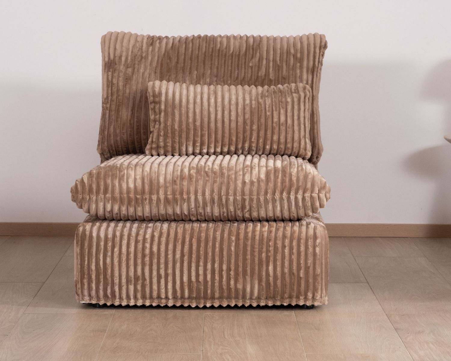 Elemento a 1 posto per divano componibile "Kédusa" in velluto a coste larghe color cammello 