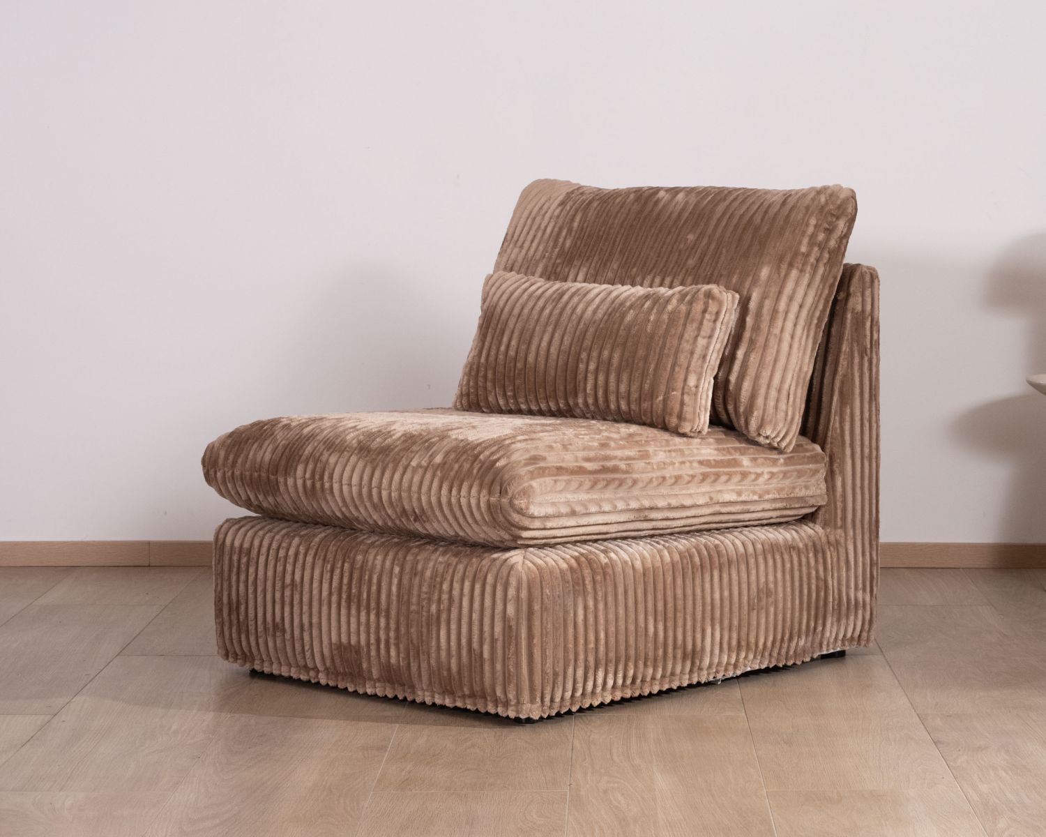 Elemento a 1 posto per divano componibile "Kédusa" in velluto a coste larghe color cammello 