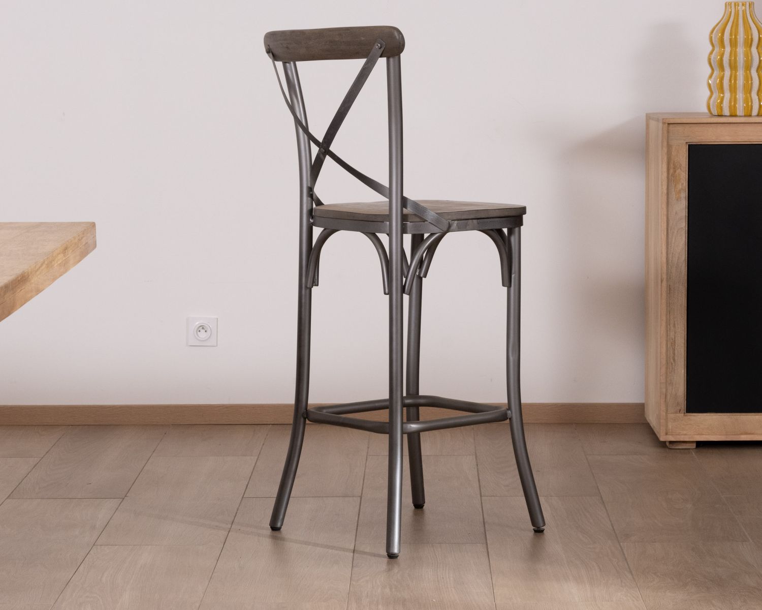 Set di 2 sedie da bar "Snack Indus" in metallo e legno grigio scuro