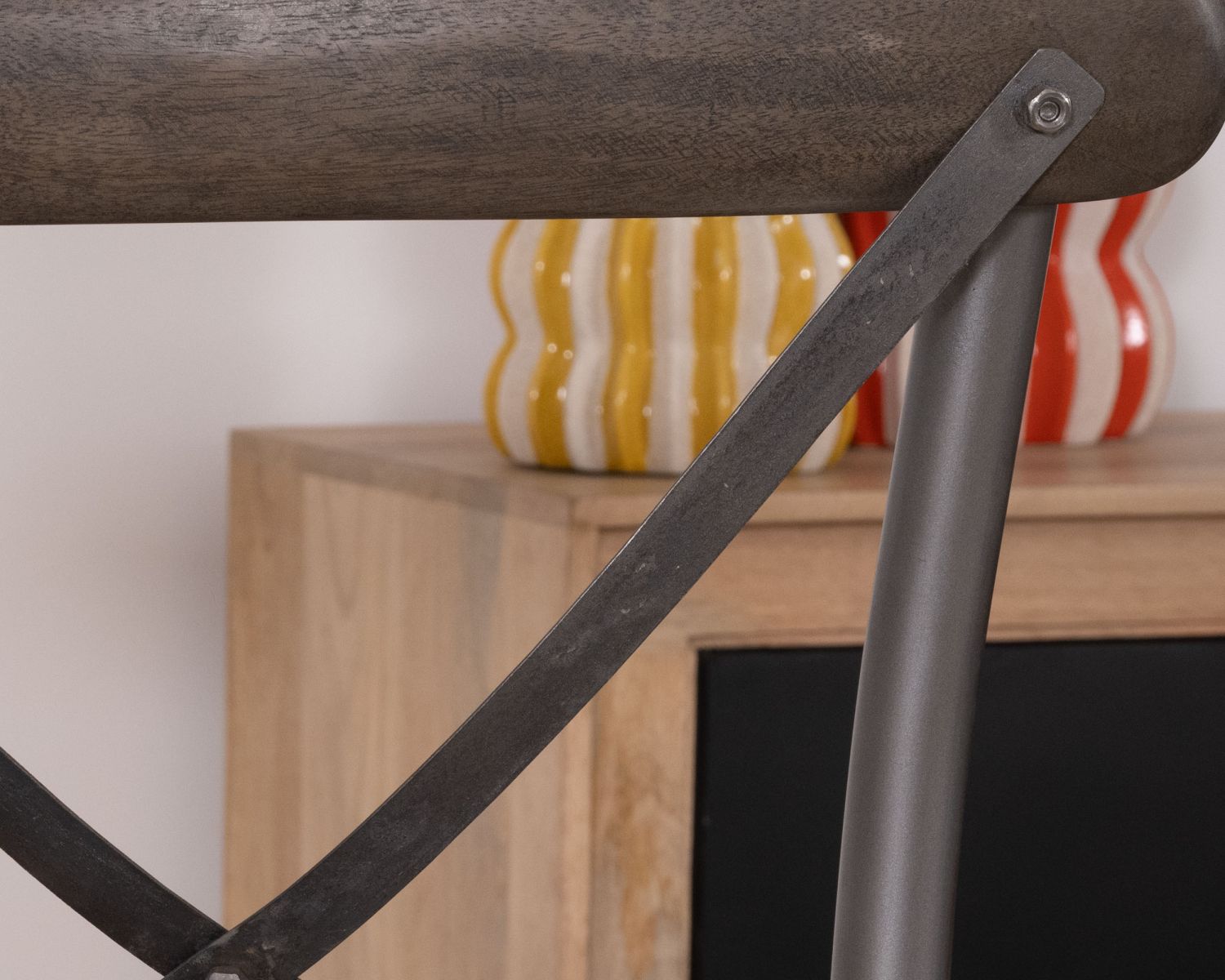 Set di 2 sedie da bar "Snack Indus" in metallo e legno grigio scuro