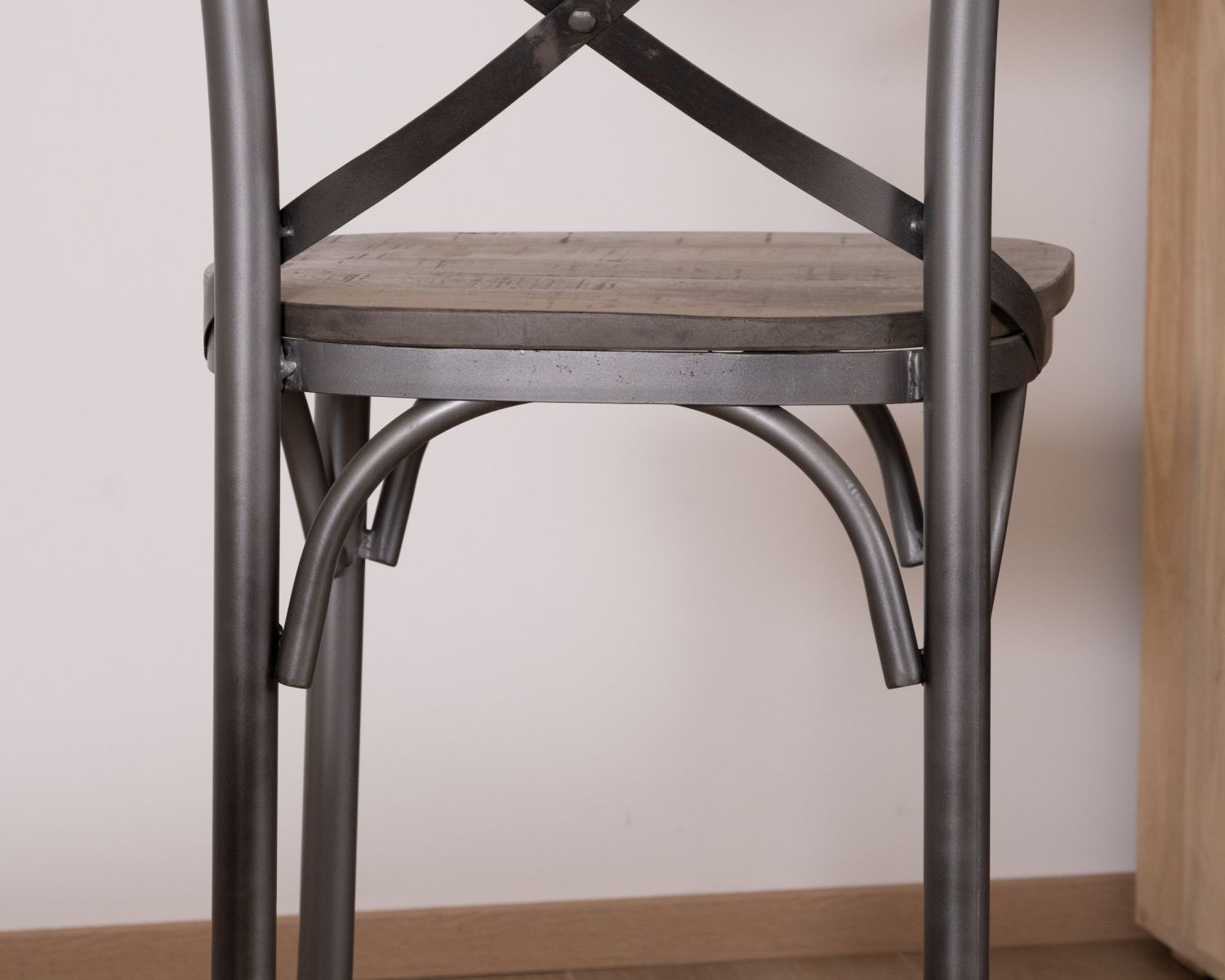 Set di 2 sedie da bar "Snack Indus" in metallo e legno grigio scuro