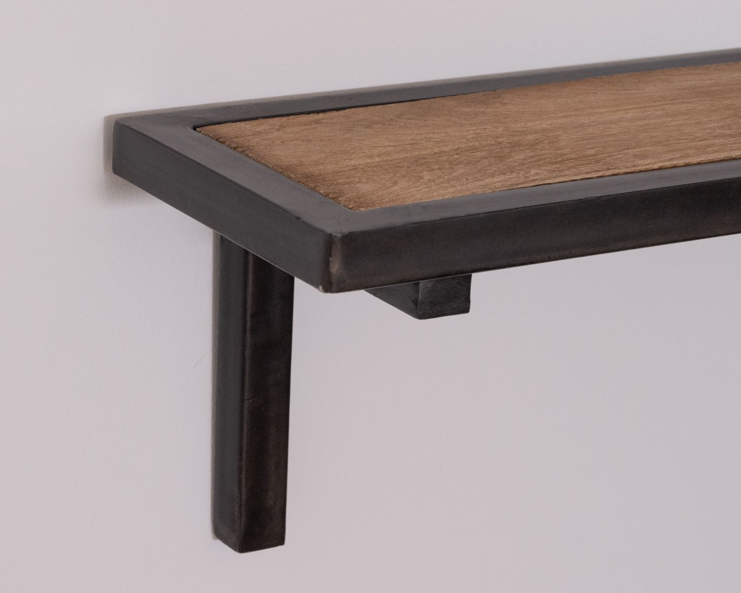 Mensola industriale da parete in metallo e legno "Black Cook", lunghezza 90 cm