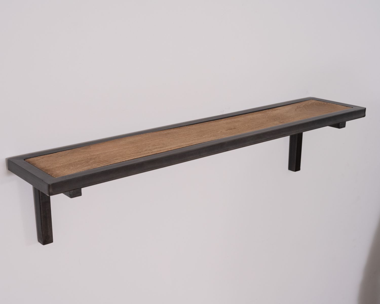 Mensola industriale da parete in metallo e legno "Black Cook", lunghezza 90 cm