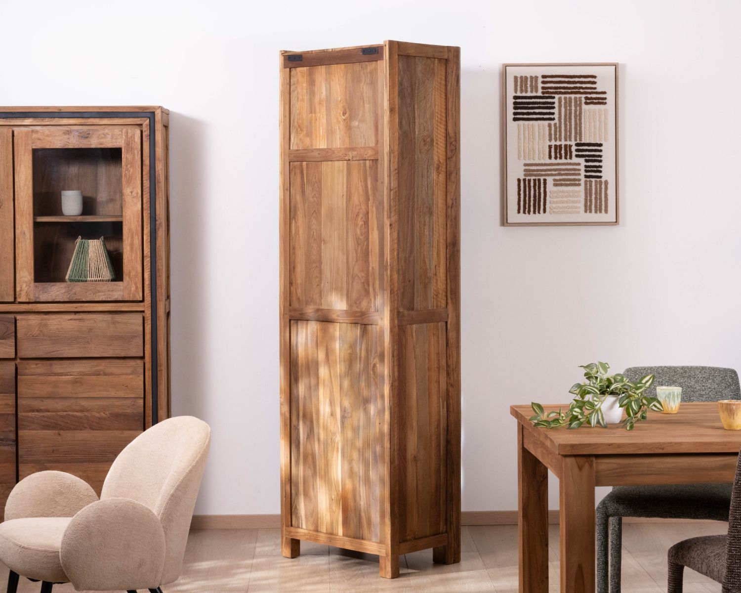 Colonna portaoggetti "Kayoa" in teak rigenerato, stile etnico contemporaneo