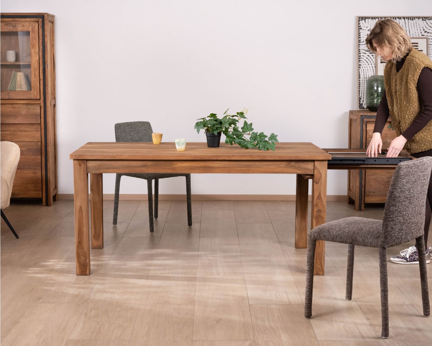 Tavolo da pranzo allungabile "Kayoa" da 160 a 210 cm in teak massiccio di recupero, stile autentico