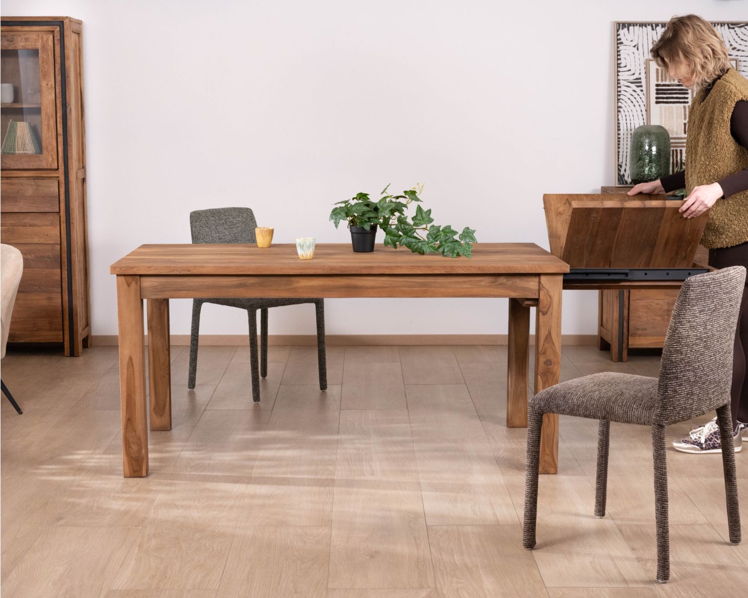 Tavolo da pranzo allungabile "Kayoa" da 160 a 210 cm in teak massiccio di recupero, stile autentico