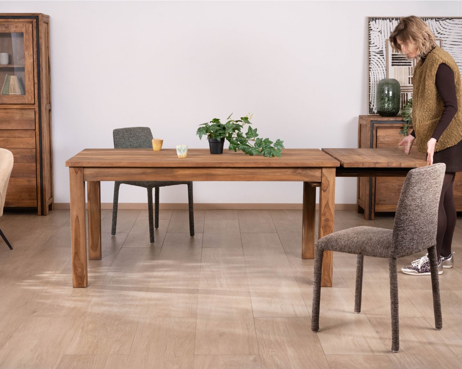 Tavolo da pranzo allungabile "Kayoa" da 160 a 210 cm in teak massiccio di recupero, stile autentico
