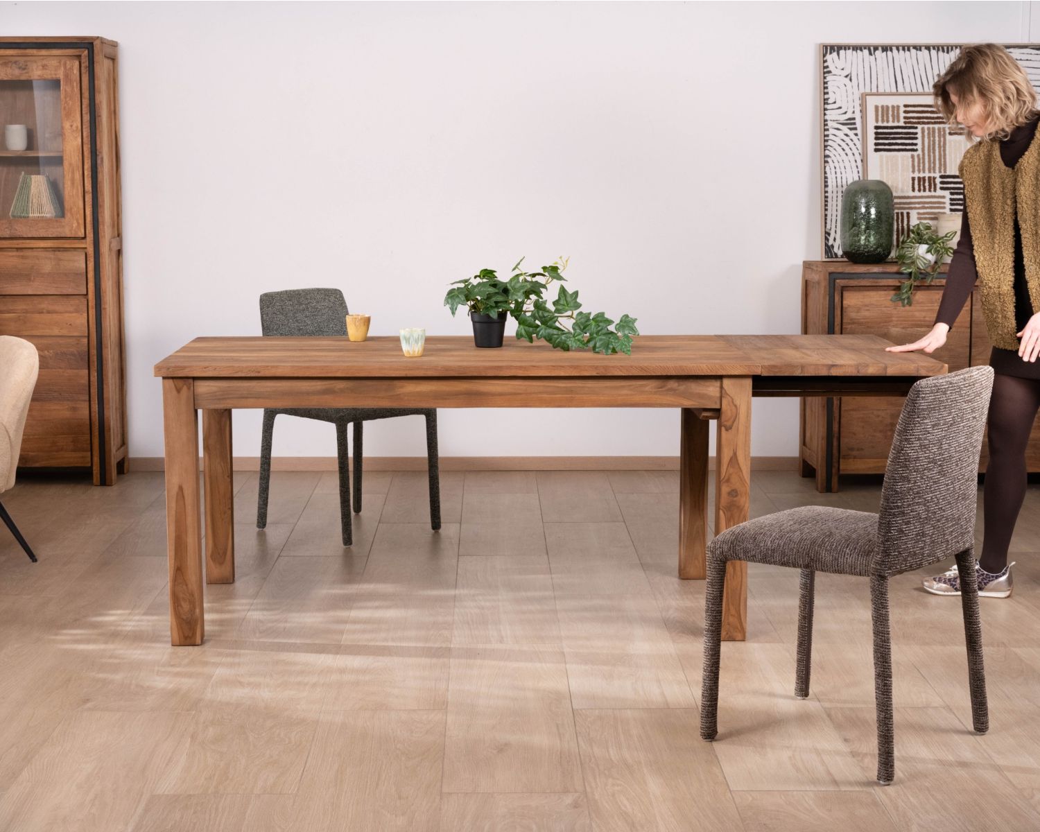 Tavolo da pranzo allungabile "Kayoa" da 160 a 210 cm in teak massiccio di recupero, stile autentico
