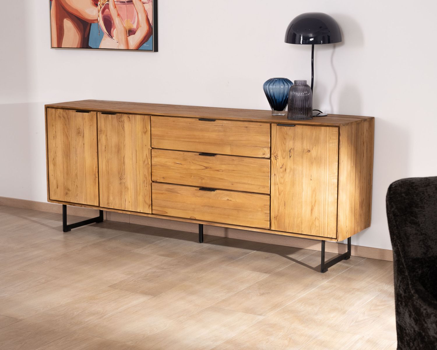 Credenza retrò "Bahia" in teak naturale di recupero