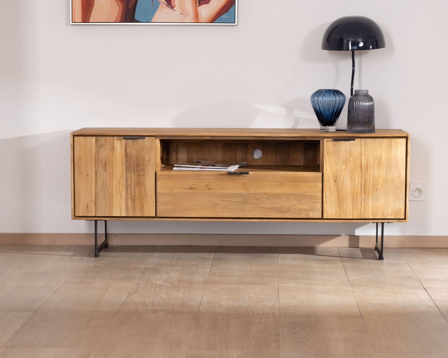 Porta TV in stile retrò "Bahia" in teak di recupero