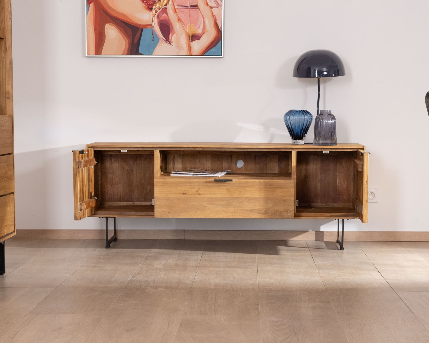 Porta TV in stile retrò "Bahia" in teak di recupero