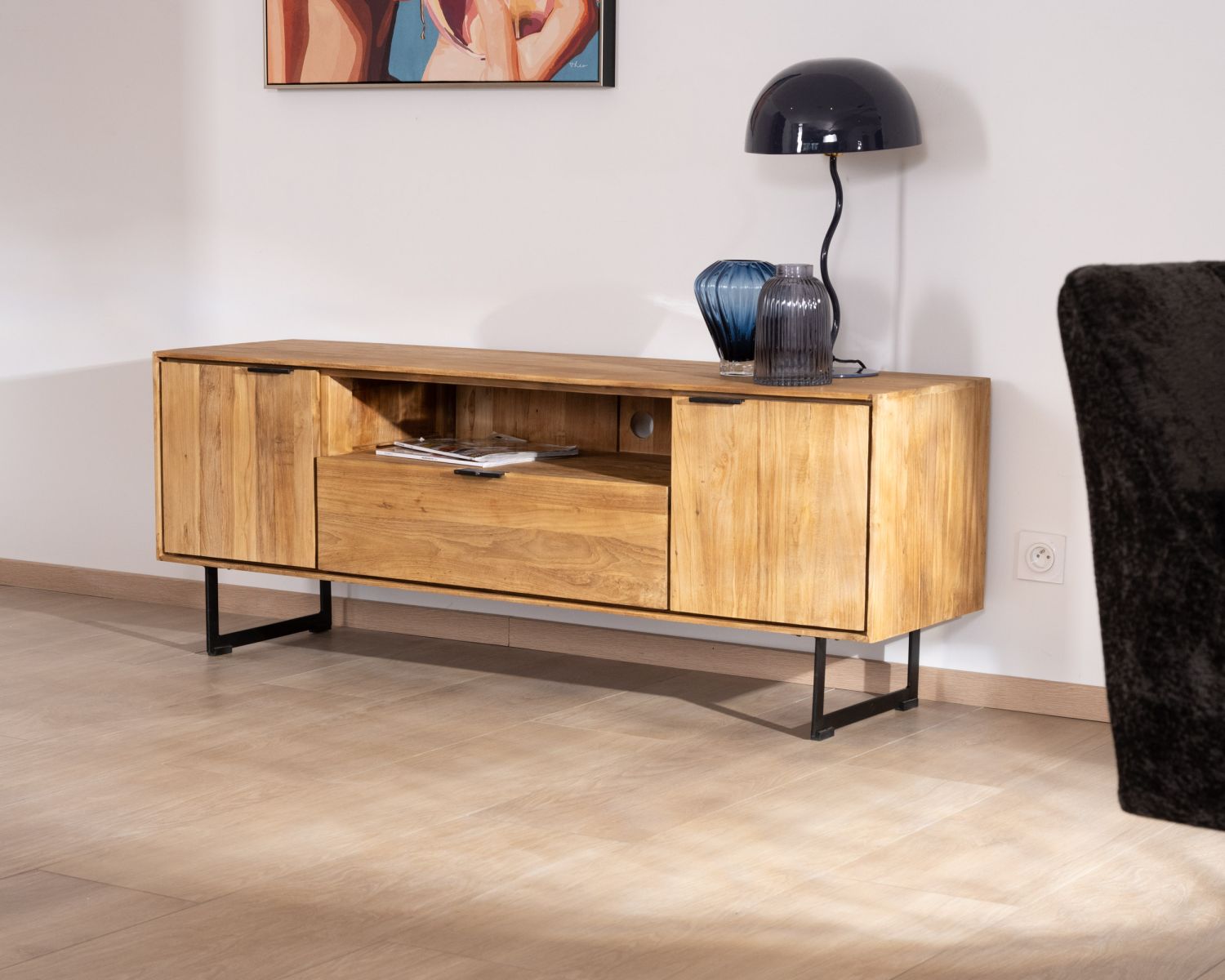 Porta TV in stile retrò "Bahia" in teak di recupero