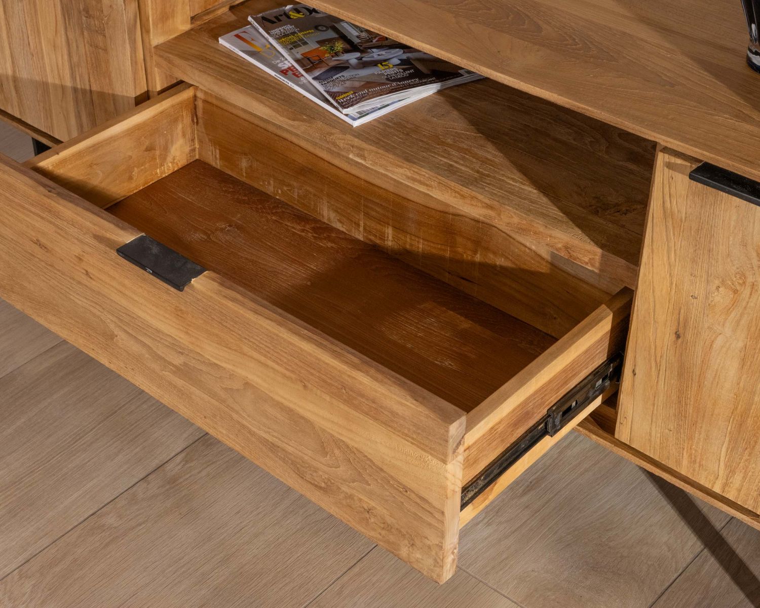 Porta TV in stile retrò "Bahia" in teak di recupero