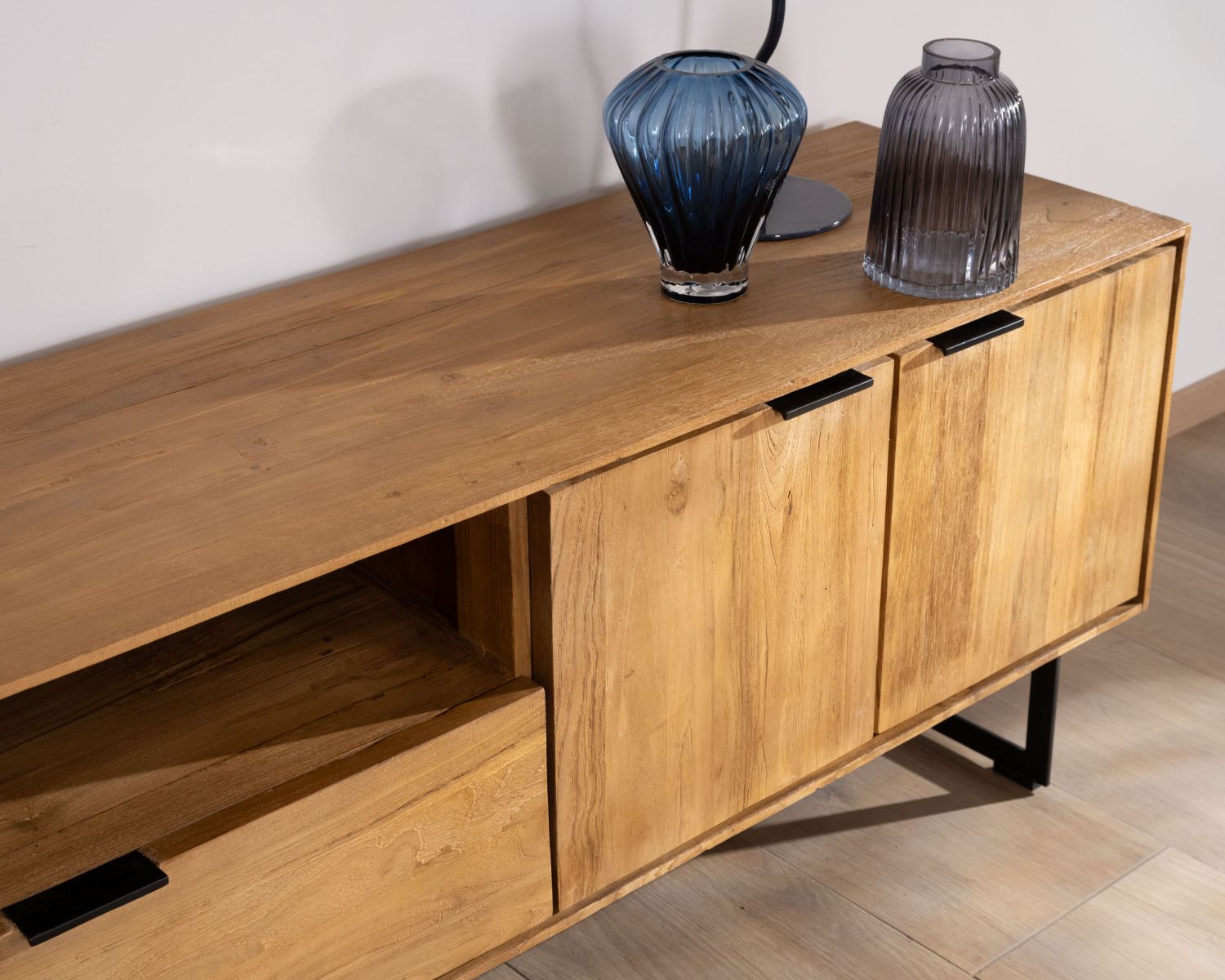 Porta TV grande 200 cm "Bahia" in teak di recupero, stile retrò