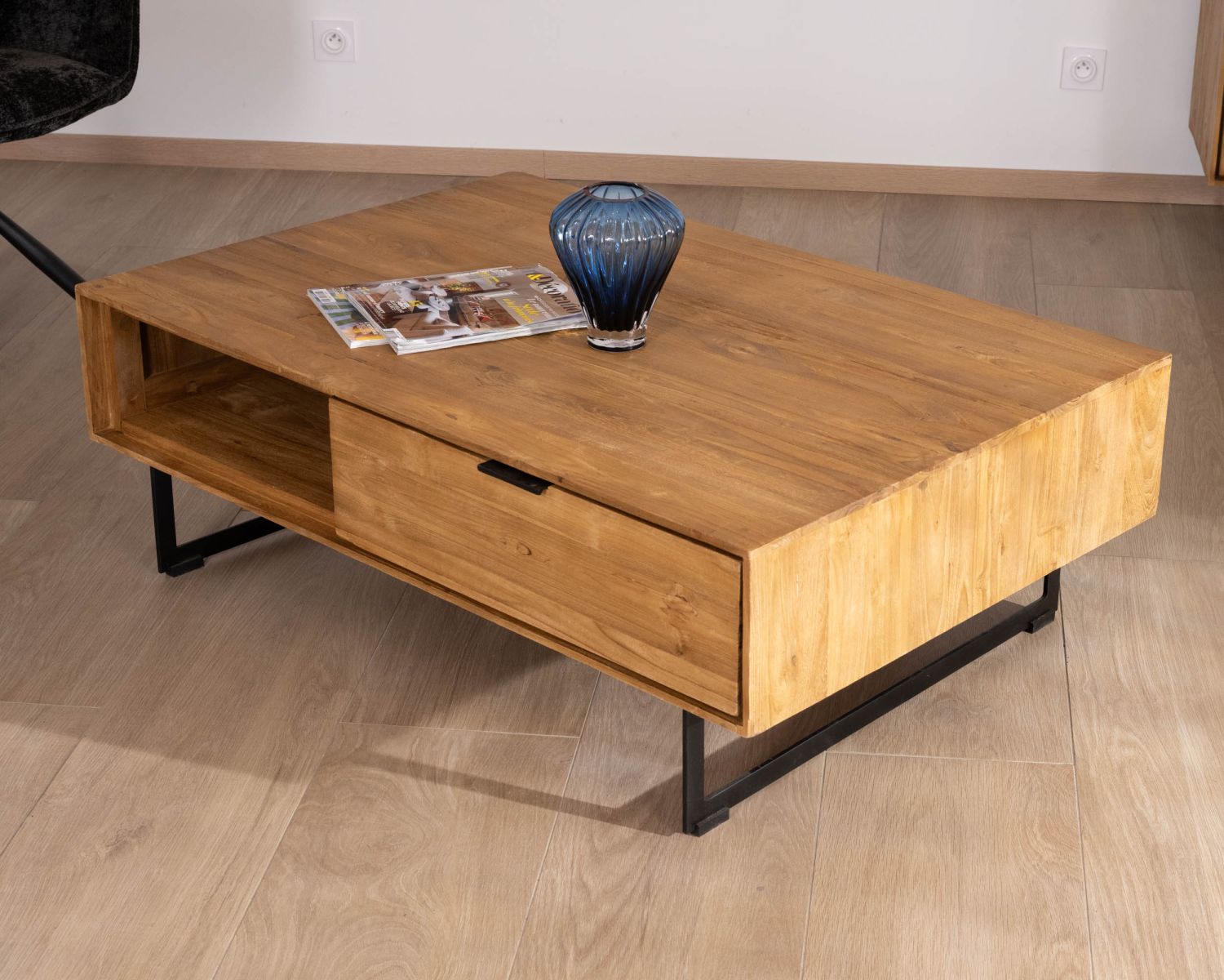 Tavolino "Bahia" con contenitore, teak naturale