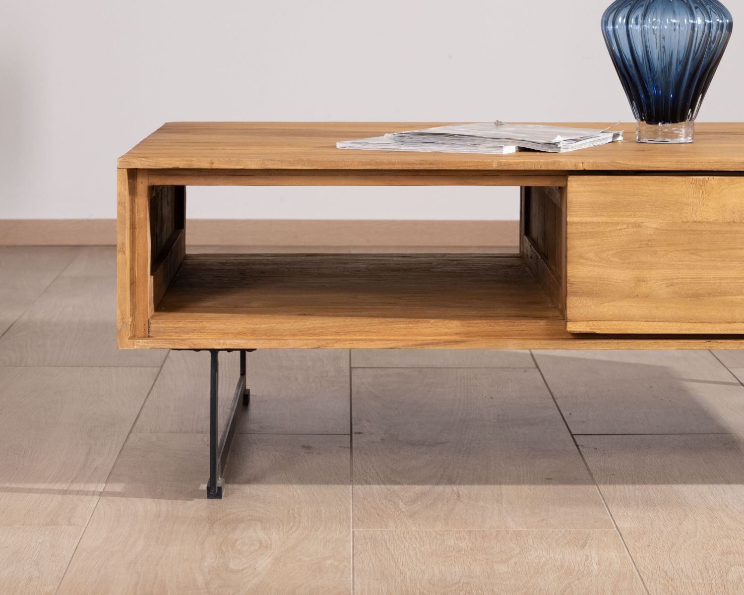 Tavolino "Bahia" con contenitore, teak naturale