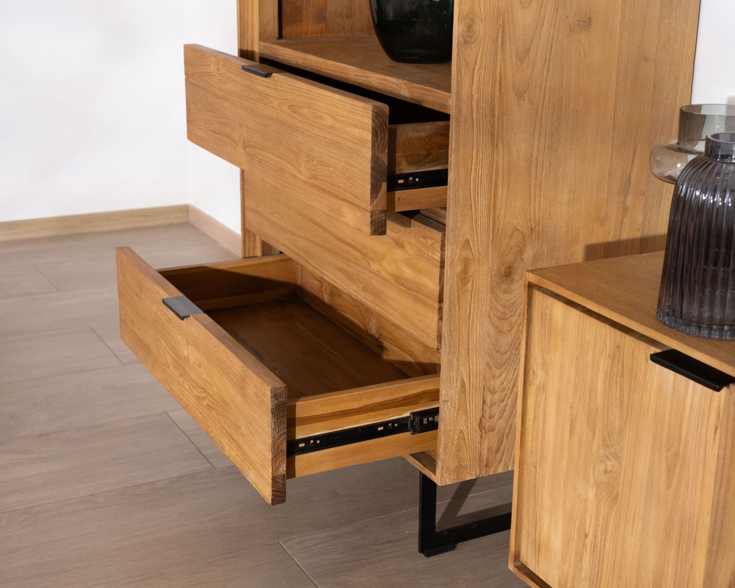 Libreria in teak stile retrò "Bahia", 3 livelli