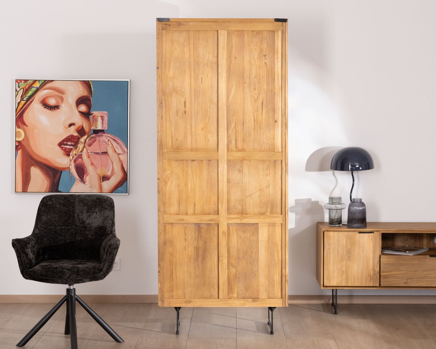 Libreria in teak stile retrò "Bahia", 3 livelli